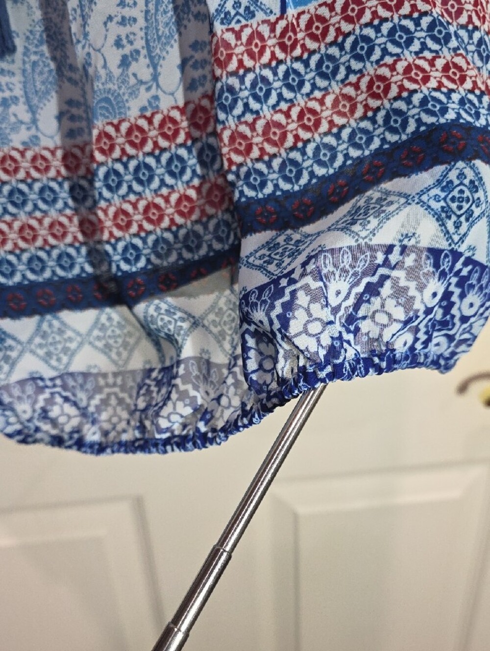 Blue Paisley-Panel Boho Tunic Top - Picture 5 of 8
